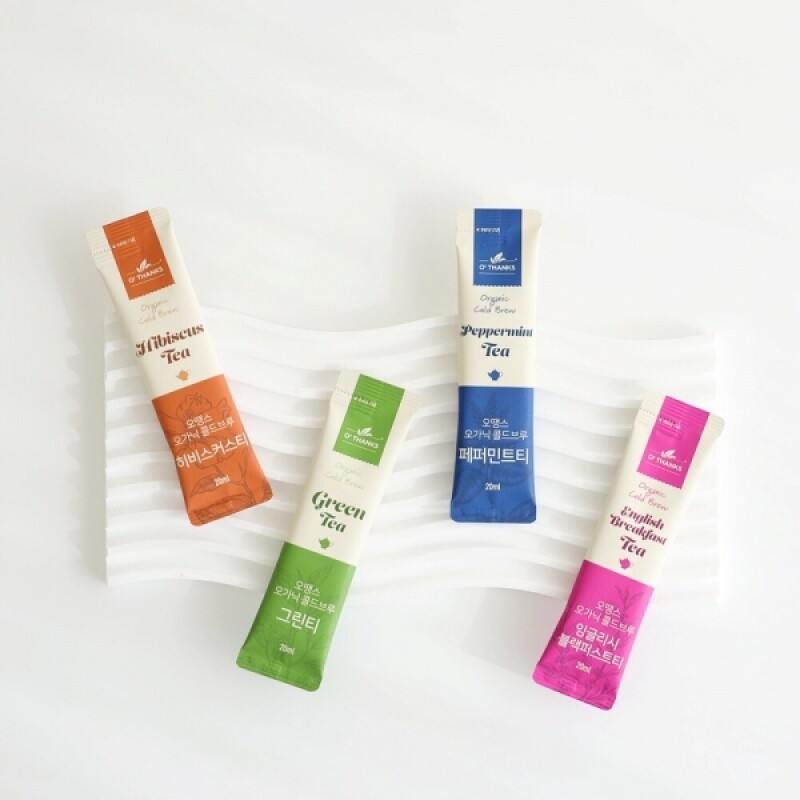 강원더몰,(1+1) 오땡스 오가닉 콜드브루 허브티 스틱 그린티 페퍼민트티 히비스커스티 홍차 (200ml x 2개, 교차 구매 가능)