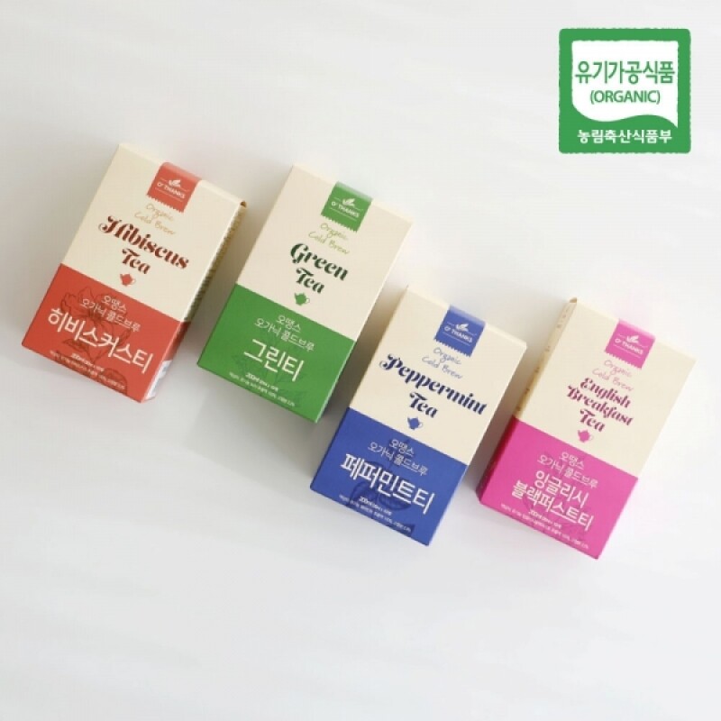 강원더몰,(1+1) 오땡스 오가닉 콜드브루 허브티 스틱 그린티 페퍼민트티 히비스커스티 홍차 (200ml x 2개, 교차 구매 가능)