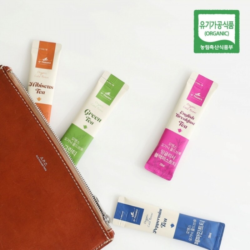 강원더몰,오땡스 오가닉 콜드브루 허브티 스틱 그린티 페퍼민트티 히비스커스티 홍차 200ml (20mlx10입)